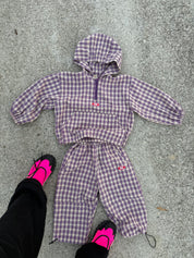 Check 1/4 zip jacket- Purple