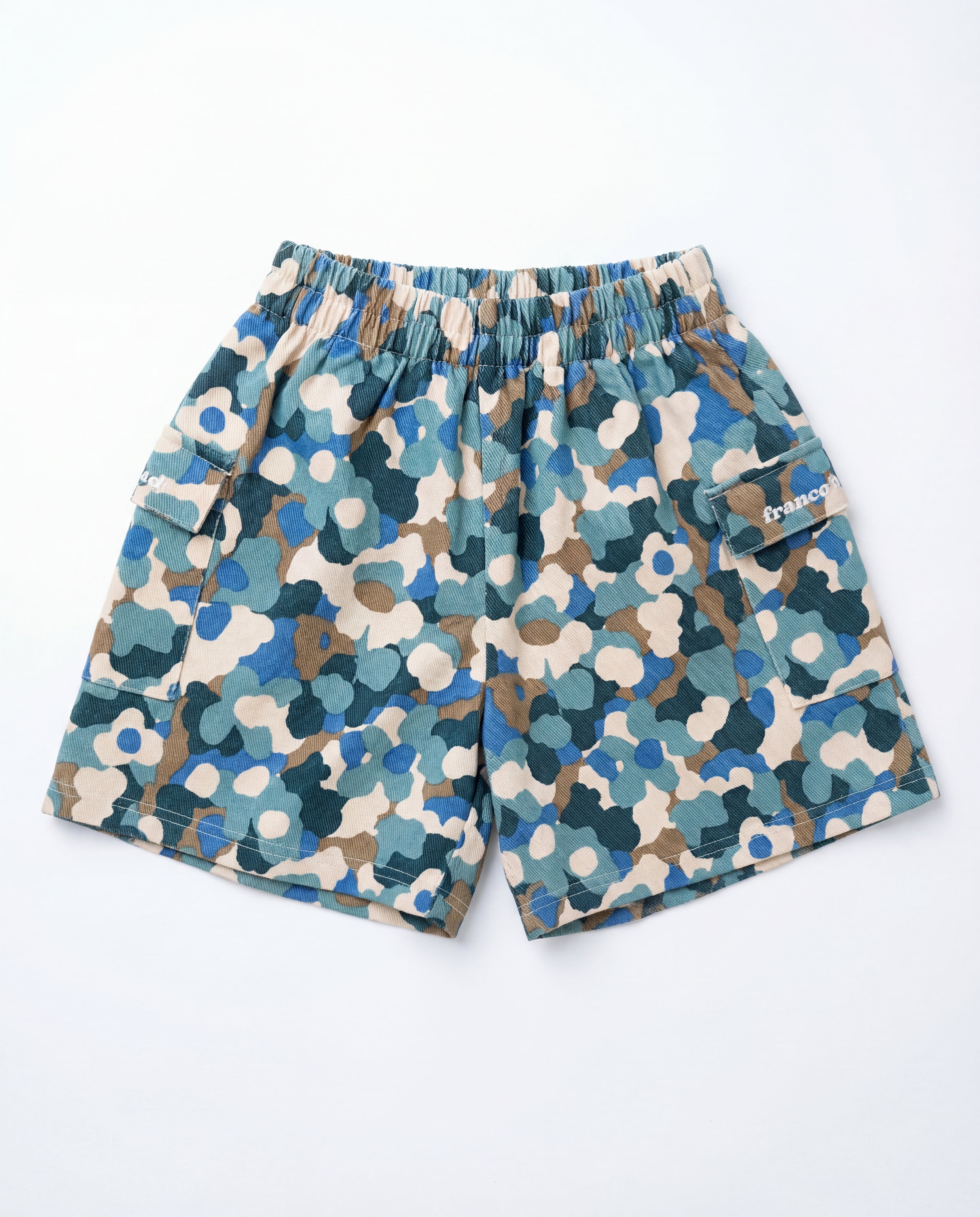 blue camo cargos shorts